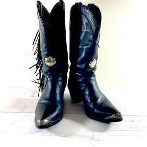 Vintage Harley Davidson Western Fringe Boots